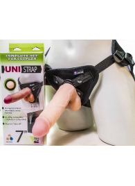 Страпон-унисекс с двумя насадками UNI strap 7  Harness - 19 и 16 см. - LOVETOY (А-Полимер) - купить с доставкой в Архангельске