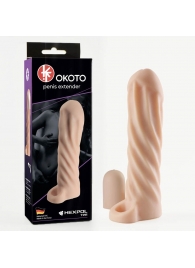 Телесная насадка-удлинитель Okoto со спиралевидным рельефом - 16 см. - Sitabella - в Архангельске купить с доставкой