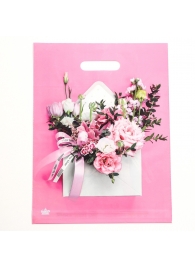 Розовый пакет с цветочным принтом и вырубной ручкой (40х31 см) - Сима-Ленд - купить с доставкой в Архангельске