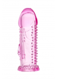 Розовая насадка на пенис с шипиками и коготком - 13,5 см. - A-toys - в Архангельске купить с доставкой