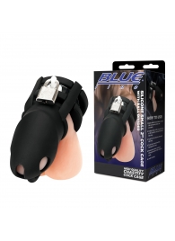 Черная клетка для пениса Silicone Small 2 in Cock Cage With Ball Divider - BlueLine - купить с доставкой в Архангельске