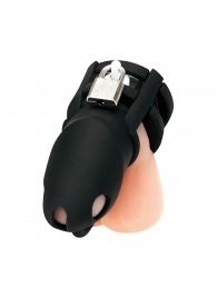 Черная клетка для пениса Silicone Small 2 in Cock Cage With Ball Divider - BlueLine - купить с доставкой в Архангельске