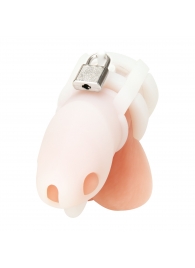 Белая клетка для пениса Silicone Small 2 in Cock Cage With Ball Divider - BlueLine - купить с доставкой в Архангельске