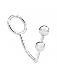 Кольцо на пенис с анальным стимулятором Two Bead Stainless Steel Anal Hook   Cock Ring - BlueLine - в Архангельске купить с доставкой
