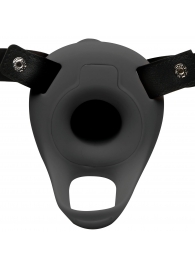 Черный полый страпон с вибрацией 2’’ Erection 28X Smooth Vibrating Silicone Penis Sheath - XR Brands - купить с доставкой в Архангельске