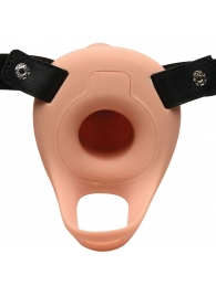 Телесный полый страпон 2  Erection 28X Smooth Vibrating Silicone Penis Sheath - 16 см. - XR Brands - купить с доставкой в Архангельске