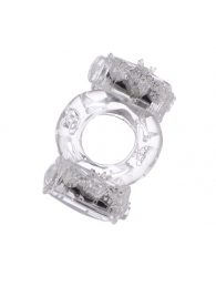 Прозрачное виброкольцо с двумя вибропульками - Toyfa Basic - в Архангельске купить с доставкой