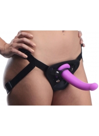 Лиловый поясной страпон Navigator Silicone G-Spot Dildo with Harness - 17,8 см. - XR Brands - купить с доставкой в Архангельске
