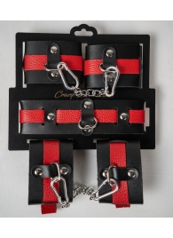 Черно-красный набор фиксаций: наручники, оковы и ошейник - Crazy Handmade - купить с доставкой в Архангельске