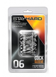 Прозрачная насадка с объёмными чёрточками STAY HARD COCK SLEEVE 06 CLEAR - Blush Novelties - в Архангельске купить с доставкой