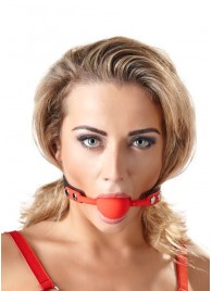 Силиконовый кляп-шар на чёрных ремешках Red Gag silicone - Orion - купить с доставкой в Архангельске