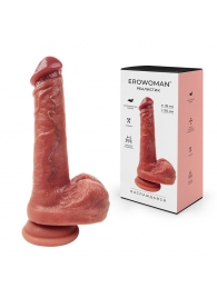 Телесный фаллоимитатор на мощной присоске - 19,5 см. - Erowoman-Eroman