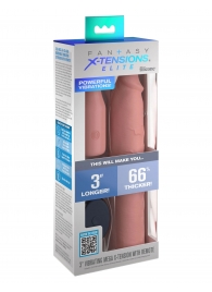 Телесная вибронасадка на член 3  Vibrating Mega X-tension with Remote - 22,9 см. - Pipedream - в Архангельске купить с доставкой