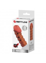 Телесная открытая насадка на пенис с бугорками - 19,8 см. - Baile - в Архангельске купить с доставкой