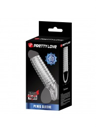 Прозрачная насадка на пенис с ребрышками и подхватом мошонки - Baile - в Архангельске купить с доставкой