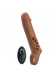 Коричневая вибронасадка с подхватом мошонки и пультом ДУ - Baile - в Архангельске купить с доставкой