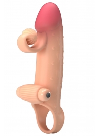 Телесная вибронасадка на пенис с подхватом мошонки - 20 см. - Baile - в Архангельске купить с доставкой