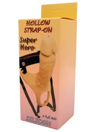 Телесный полый страпон на ремешках - 16,5 см. - Boys of Toys - купить с доставкой в Архангельске