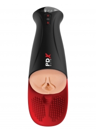 Телесный мастурбатор-вагина в черной колбе с вибрацией Fuck-O-Matic Pro XL - Pipedream - в Архангельске купить с доставкой