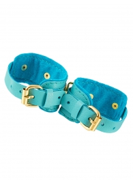Голубые двуслойные кожаные оковы - Pecado - купить с доставкой в Архангельске
