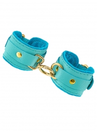 Голубые двуслойные кожаные наручники-браслеты - Pecado - купить с доставкой в Архангельске