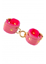 Розовые двуслойные кожаные наручники-браслеты - Pecado - купить с доставкой в Архангельске