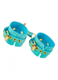 Голубые однослойные кожаные наручники - Pecado - купить с доставкой в Архангельске