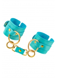 Голубые однослойные кожаные наручники - Pecado - купить с доставкой в Архангельске