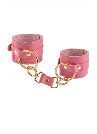 Розовые однослойные кожаные наручники - Pecado - купить с доставкой в Архангельске