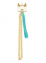 Голубой кожаный поводок с карабином для ошейника - 80 см. - Pecado - купить с доставкой в Архангельске