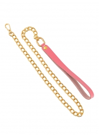 Розовый кожаный поводок с карабином для ошейника - 80 см. - Pecado - купить с доставкой в Архангельске