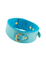 Голубой двуслойный кожаный ошейник с подкладкой из фетра - Pecado - купить с доставкой в Архангельске