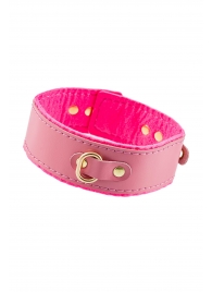 Розовый двуслойный кожаный ошейник с подкладкой из фетра - Pecado - купить с доставкой в Архангельске