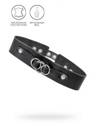 Черный чокер-ошейник со связанными кольцами на подложке - Pecado - купить с доставкой в Архангельске