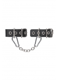 Черные кожаные наручники-браслеты из одного ремешка с люверсами - Pecado - купить с доставкой в Архангельске