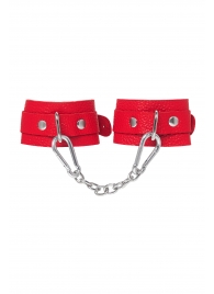 Красные кожаные наручники-браслеты со скруглёнными углами - Pecado - купить с доставкой в Архангельске