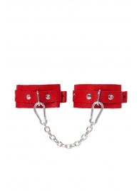 Красные кожаные узкие оковы со скруглёнными углами - Pecado - купить с доставкой в Архангельске