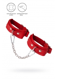 Красные кожаные узкие оковы со скруглёнными углами - Pecado - купить с доставкой в Архангельске