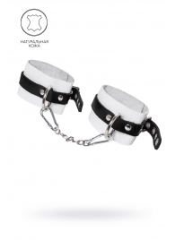 Бело-черные мягкие оковы с одним ремешком и люверсами - Pecado - купить с доставкой в Архангельске