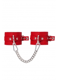 Красные мягкие кожаные оковы с люверсами - Pecado - купить с доставкой в Архангельске