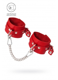 Красные мягкие кожаные оковы с люверсами - Pecado - купить с доставкой в Архангельске