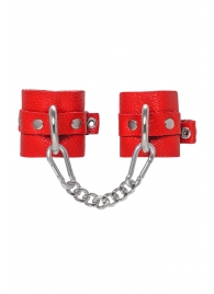 Красные мягкие кожаные наручники с люверсами - Pecado - купить с доставкой в Архангельске
