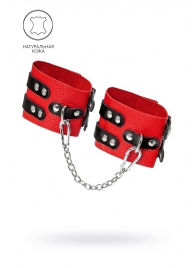 Красно-черные мягкие оковы с двумя ремешками с люверсами - Pecado - купить с доставкой в Архангельске