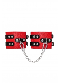 Красно-черные мягкие оковы с двумя ремешками с люверсами - Pecado - купить с доставкой в Архангельске