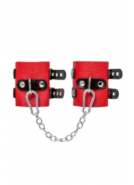 Красно-черные мягкие наручники с двумя ремешками с люверсами - Pecado - купить с доставкой в Архангельске