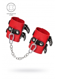 Красно-черные мягкие наручники с двумя ремешками с люверсами - Pecado - купить с доставкой в Архангельске