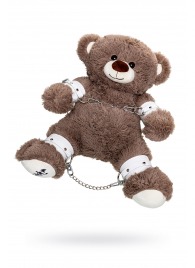 Бондажный набор: бурый мишка с белыми оковами и наручниками - Pecado - купить с доставкой в Архангельске