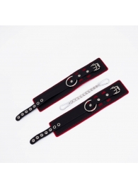Черно-красные оковы с красной строчкой Sex - Crazy Handmade - купить с доставкой в Архангельске