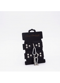 Черные кожаные наручники с регулируемыми ремешками - Crazy Handmade - купить с доставкой в Архангельске