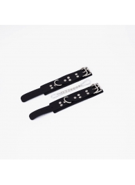 Черные кожаные наручники с регулируемыми ремешками - Crazy Handmade - купить с доставкой в Архангельске